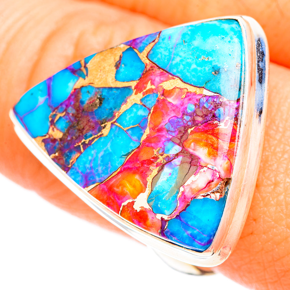 Kingman Pink Dahlia Turquoise Rings handcrafted by Ana Silver Co - RING118879