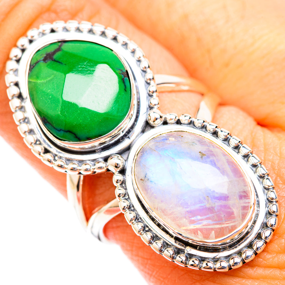Rainbow Moonstone Rings handcrafted by Ana Silver Co - RING118888