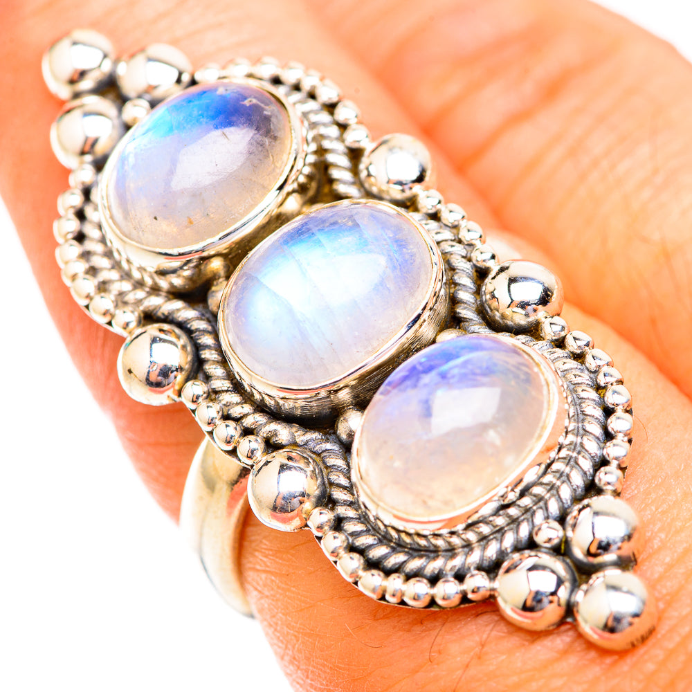 Rainbow Moonstone Rings handcrafted by Ana Silver Co - RING118898