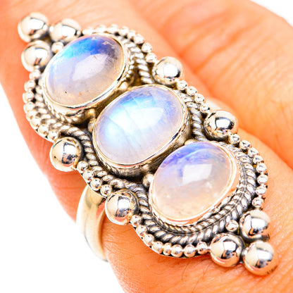 Rainbow Moonstone Rings handcrafted by Ana Silver Co - RING118898