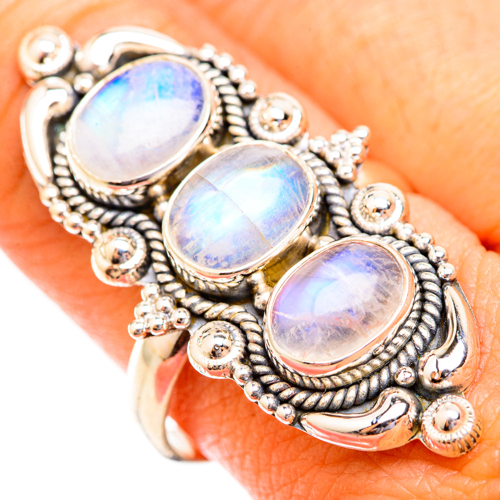 Rainbow Moonstone Rings handcrafted by Ana Silver Co - RING118899