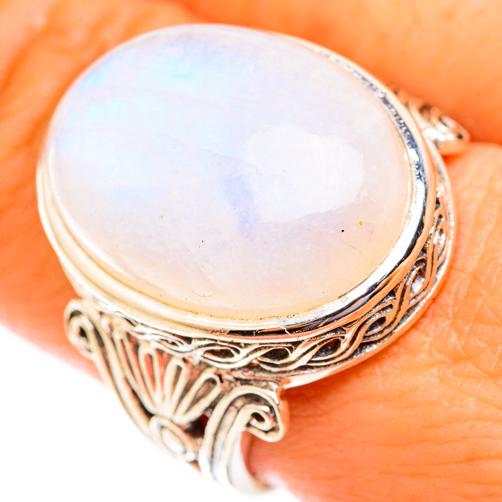 Rainbow Moonstone Rings handcrafted by Ana Silver Co - RING118900