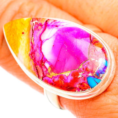 Kingman Pink Dahlia Turquoise Rings handcrafted by Ana Silver Co - RING118901