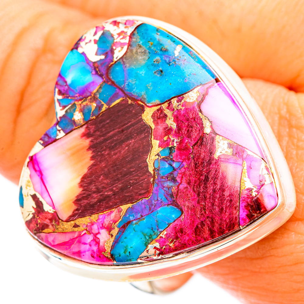 Kingman Pink Dahlia Turquoise Rings handcrafted by Ana Silver Co - RING118902