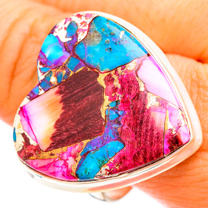 Kingman Pink Dahlia Turquoise Rings handcrafted by Ana Silver Co - RING118902