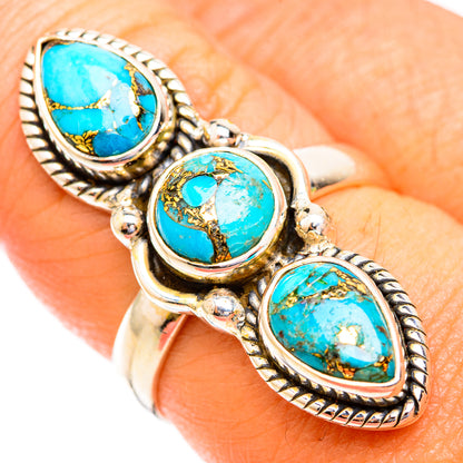 Blue Copper Composite Turquoise Rings handcrafted by Ana Silver Co - RING118909