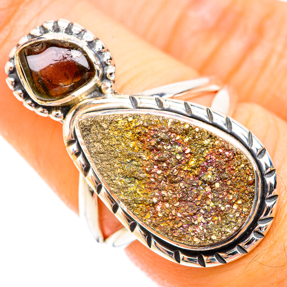 Spectro Pyrite Druzy Rings handcrafted by Ana Silver Co - RING118925