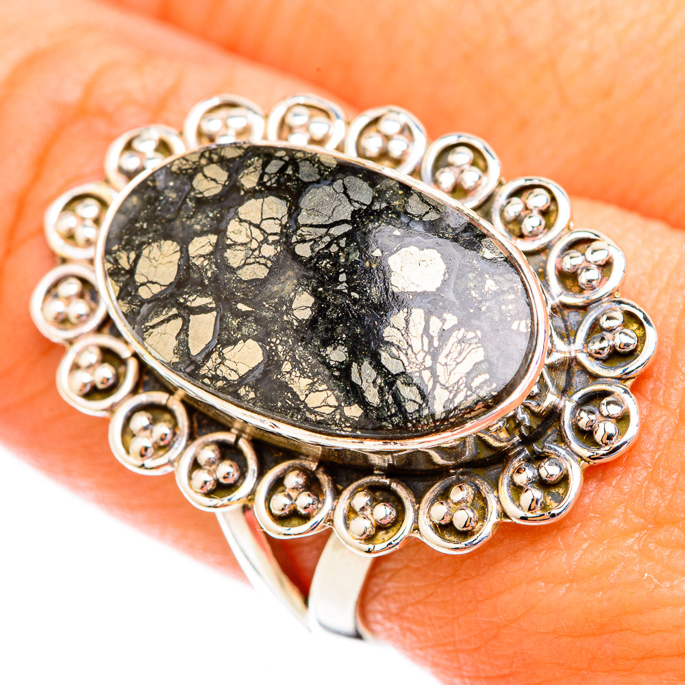 Pyrite Agate Rings handcrafted by Ana Silver Co - RING118926