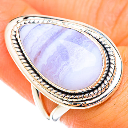 Blue Lace Agate Rings handcrafted by Ana Silver Co - RING118928