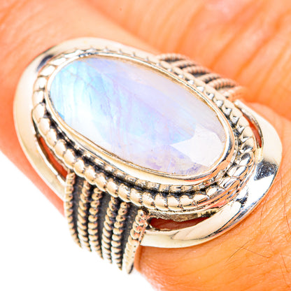 Rainbow Moonstone Rings handcrafted by Ana Silver Co - RING118929
