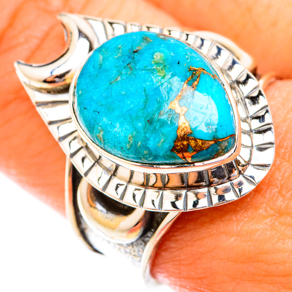 Blue Copper Composite Turquoise Rings handcrafted by Ana Silver Co - RING118932