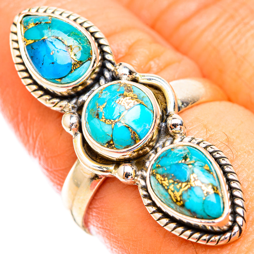 Blue Copper Composite Turquoise Rings handcrafted by Ana Silver Co - RING118934