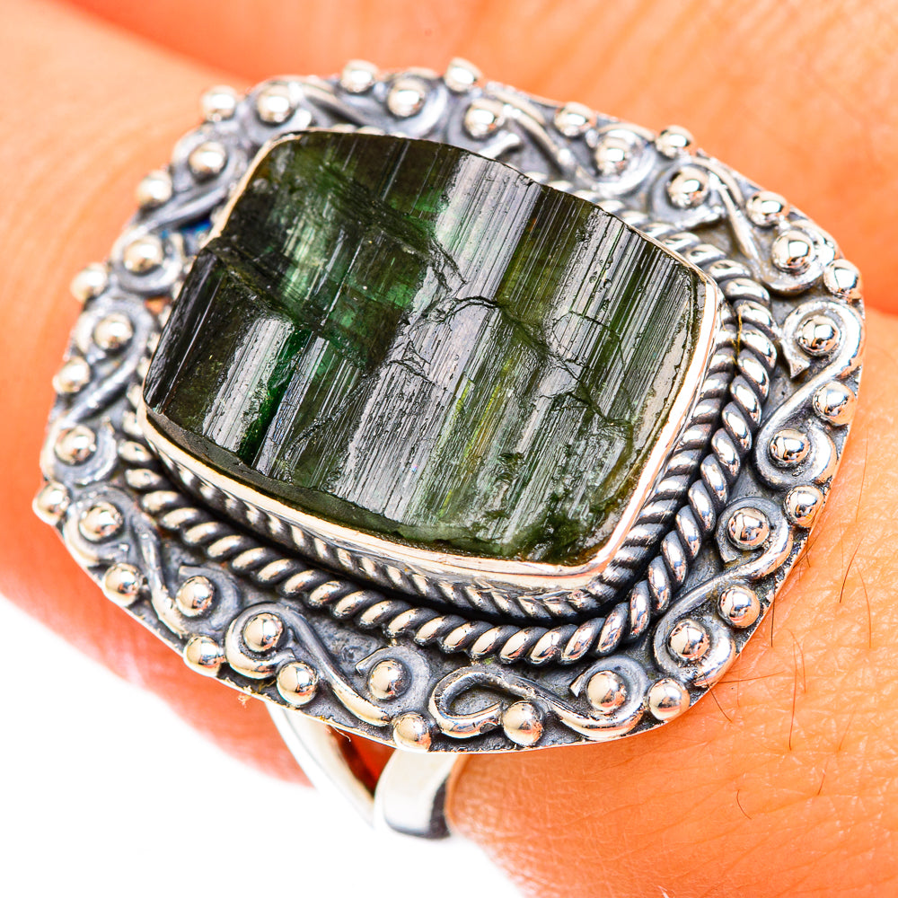 Green Tourmaline Rings handcrafted by Ana Silver Co - RING118937