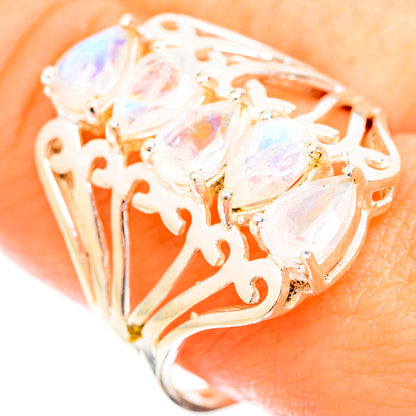 Rainbow Moonstone Rings handcrafted by Ana Silver Co - RING118948