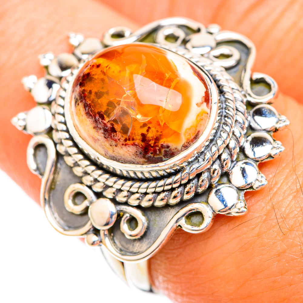 Mexican Fire Opal Rings handcrafted by Ana Silver Co - RING118952