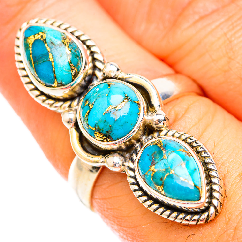 Blue Copper Composite Turquoise Rings handcrafted by Ana Silver Co - RING118958
