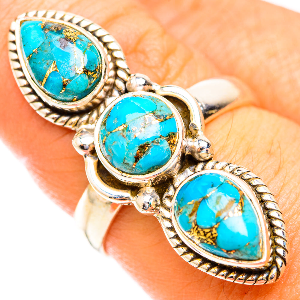 Blue Copper Composite Turquoise Rings handcrafted by Ana Silver Co - RING118974