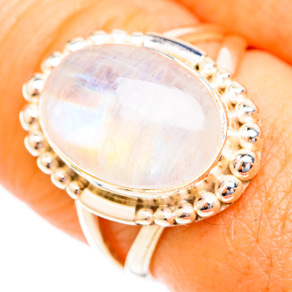 Rainbow Moonstone Rings handcrafted by Ana Silver Co - RING118992