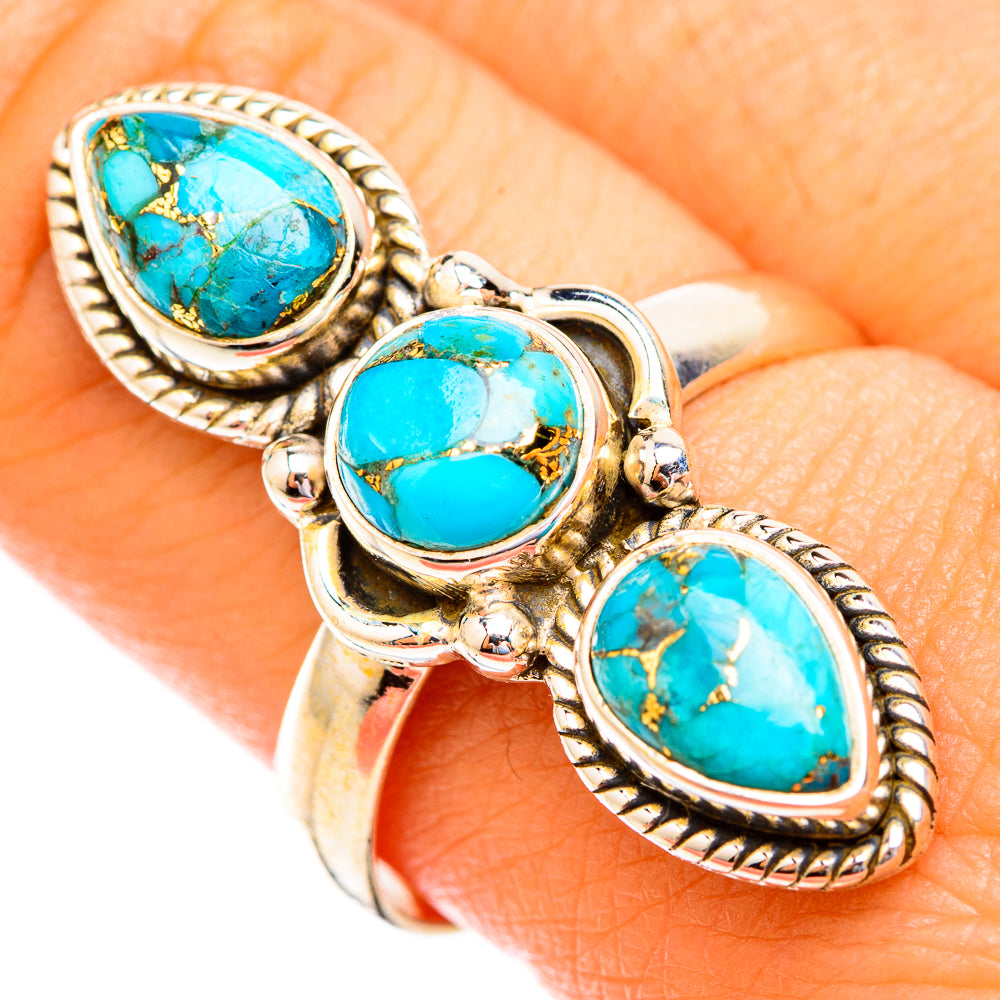 Blue Copper Composite Turquoise Rings handcrafted by Ana Silver Co - RING118993