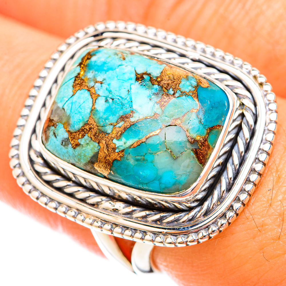 Blue Copper Composite Turquoise Rings handcrafted by Ana Silver Co - RING118994