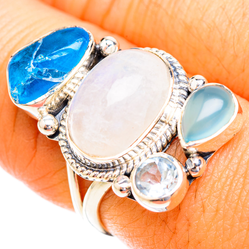 Rainbow Moonstone Rings handcrafted by Ana Silver Co - RING118995