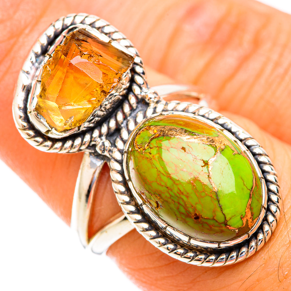 Green Copper Composite Turquoise Rings handcrafted by Ana Silver Co - RING119000