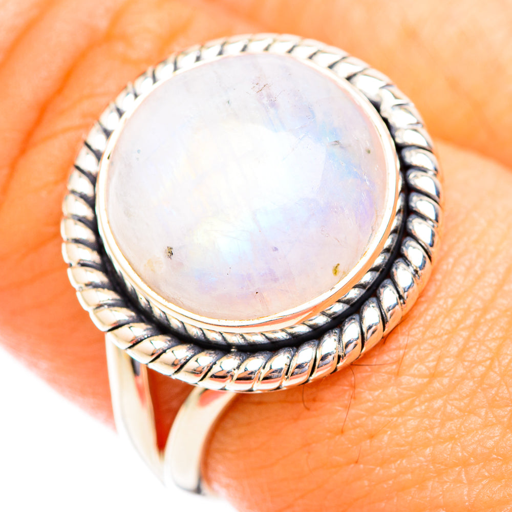 Rainbow Moonstone Rings handcrafted by Ana Silver Co - RING119012