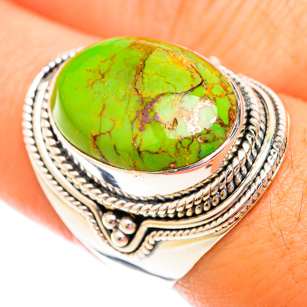 Green Copper Composite Turquoise Rings handcrafted by Ana Silver Co - RING119020
