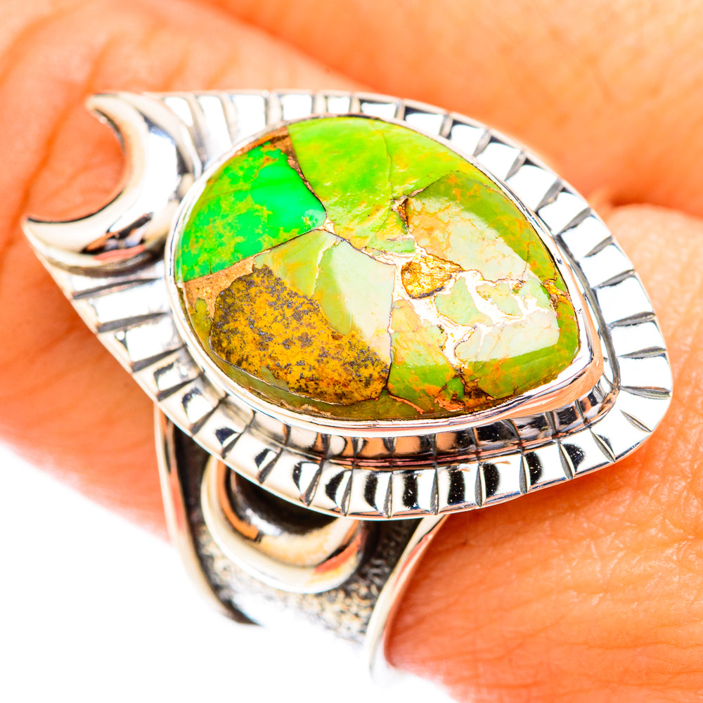 Green Copper Composite Turquoise Rings handcrafted by Ana Silver Co - RING119021