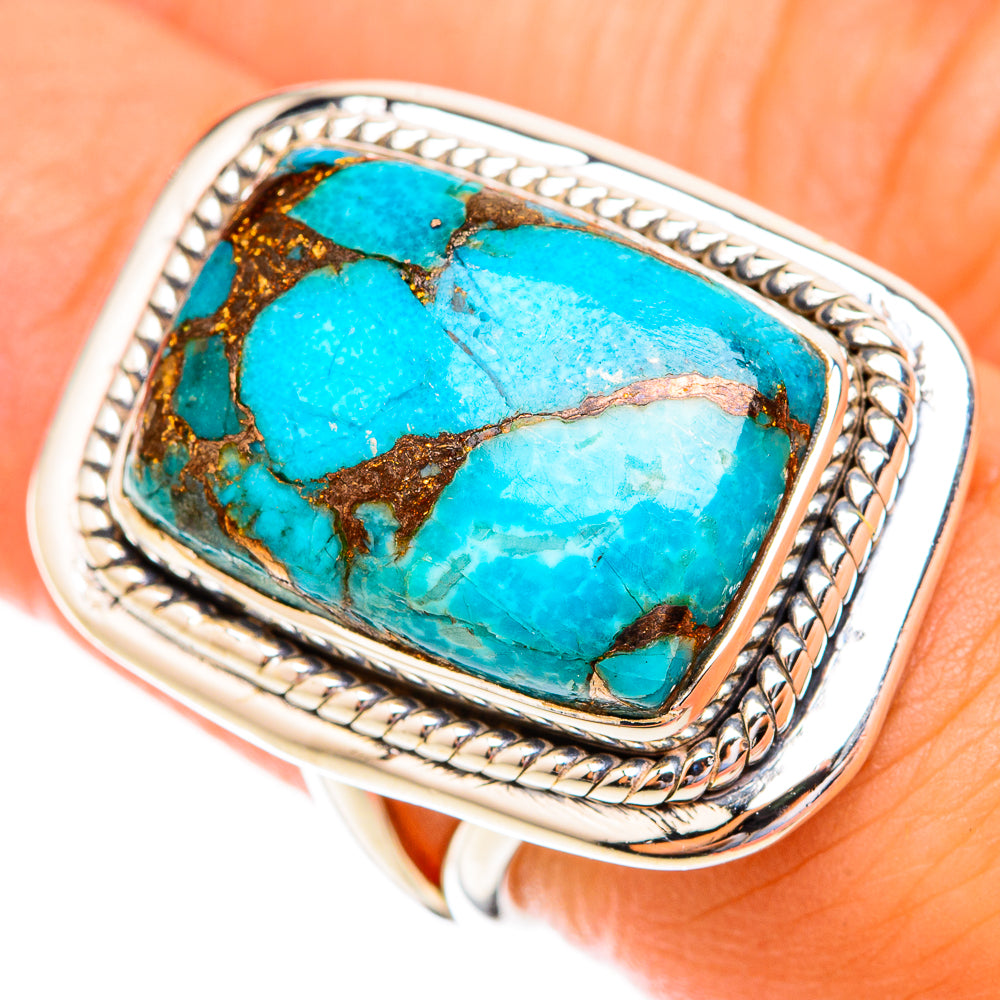 Blue Copper Composite Turquoise Rings handcrafted by Ana Silver Co - RING119036