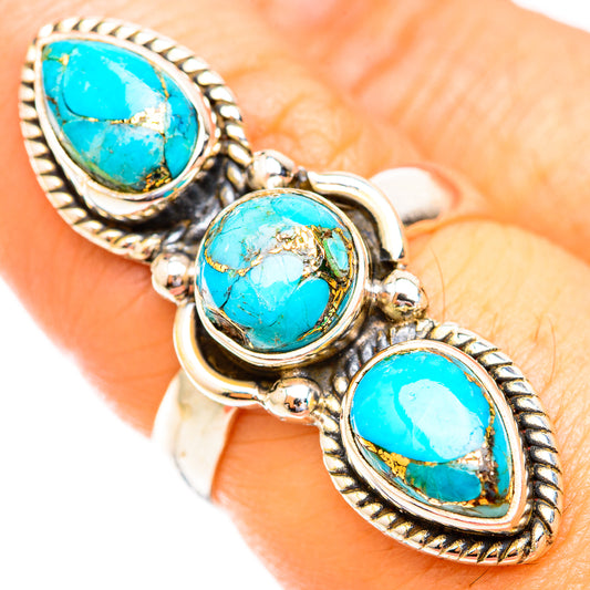 Green Copper Composite Turquoise Rings handcrafted by Ana Silver Co - RING119038