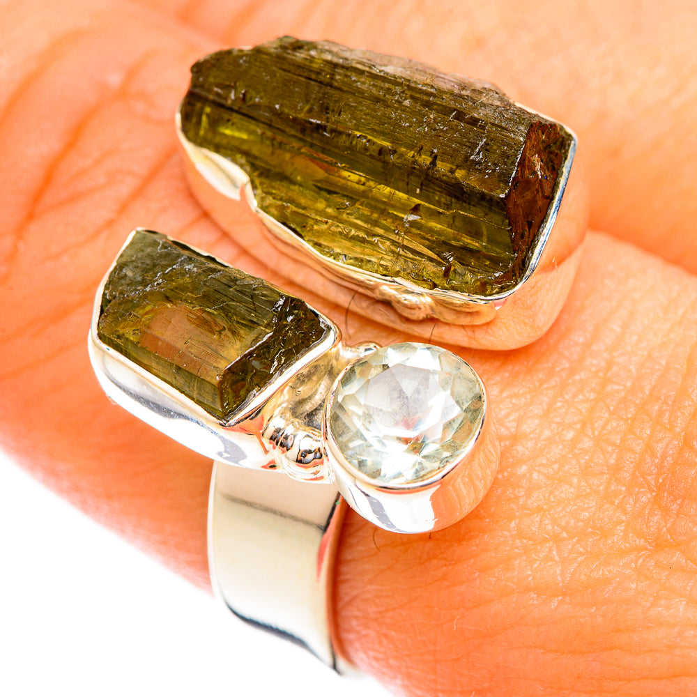 Green Tourmaline Rings handcrafted by Ana Silver Co - RING119040