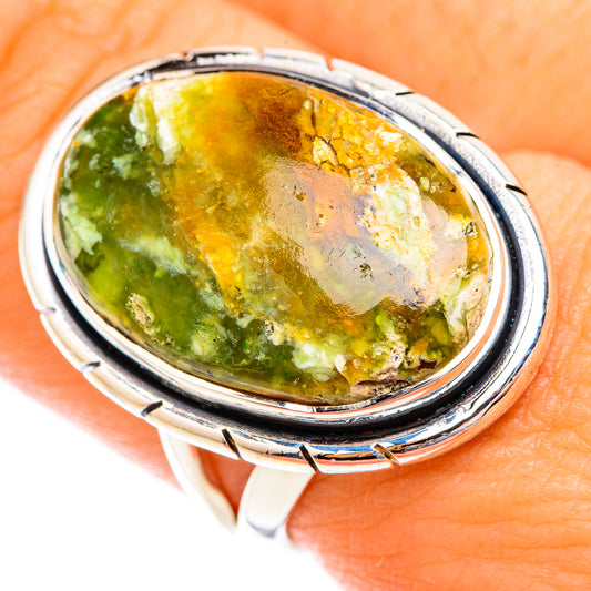 Australian green opal Rings handcrafted by Ana Silver Co - RING119041