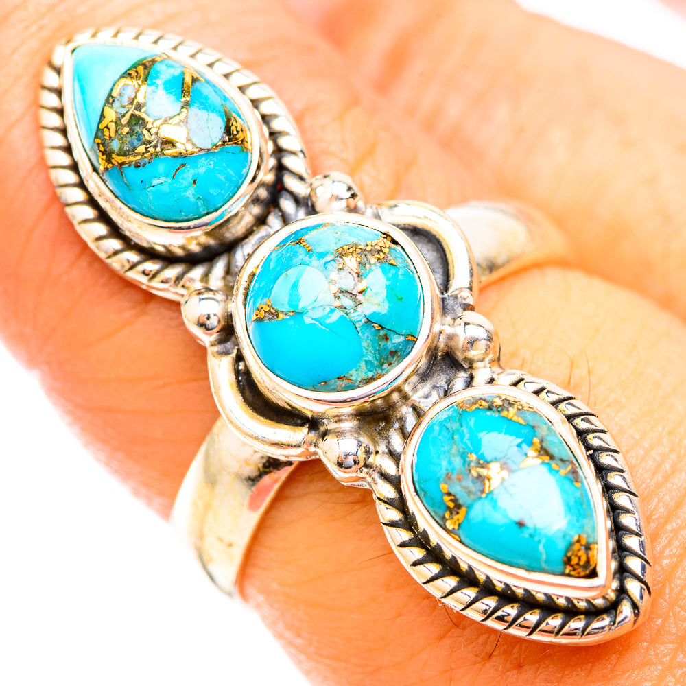 Blue Copper Composite Turquoise Rings handcrafted by Ana Silver Co - RING119052