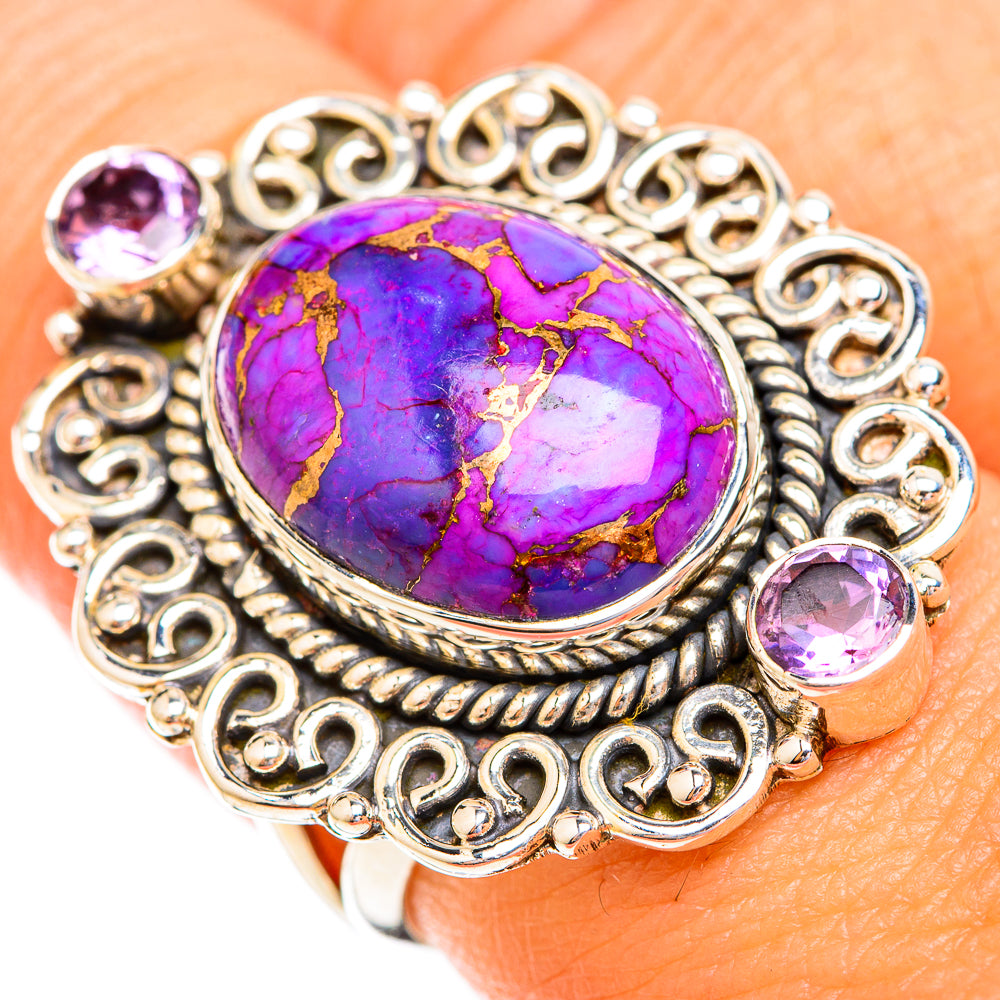Purple Copper Composite Turquoise Rings handcrafted by Ana Silver Co - RING119068