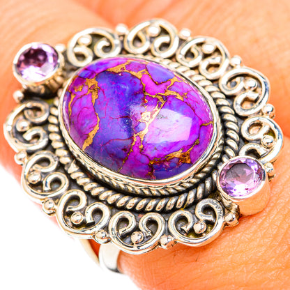 Purple Copper Composite Turquoise Rings handcrafted by Ana Silver Co - RING119068