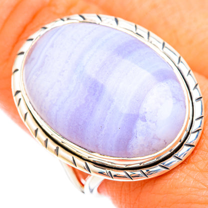 Blue Lace Agate Rings handcrafted by Ana Silver Co - RING119073