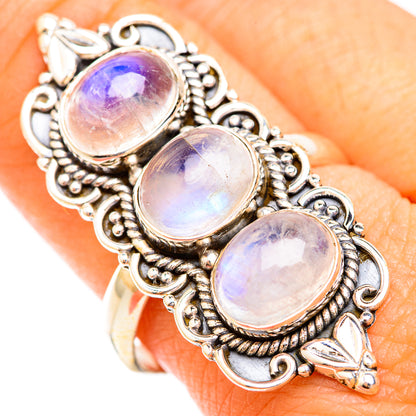 Rainbow Moonstone Rings handcrafted by Ana Silver Co - RING119074