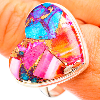 Kingman Pink Dahlia Turquoise Rings handcrafted by Ana Silver Co - RING119075