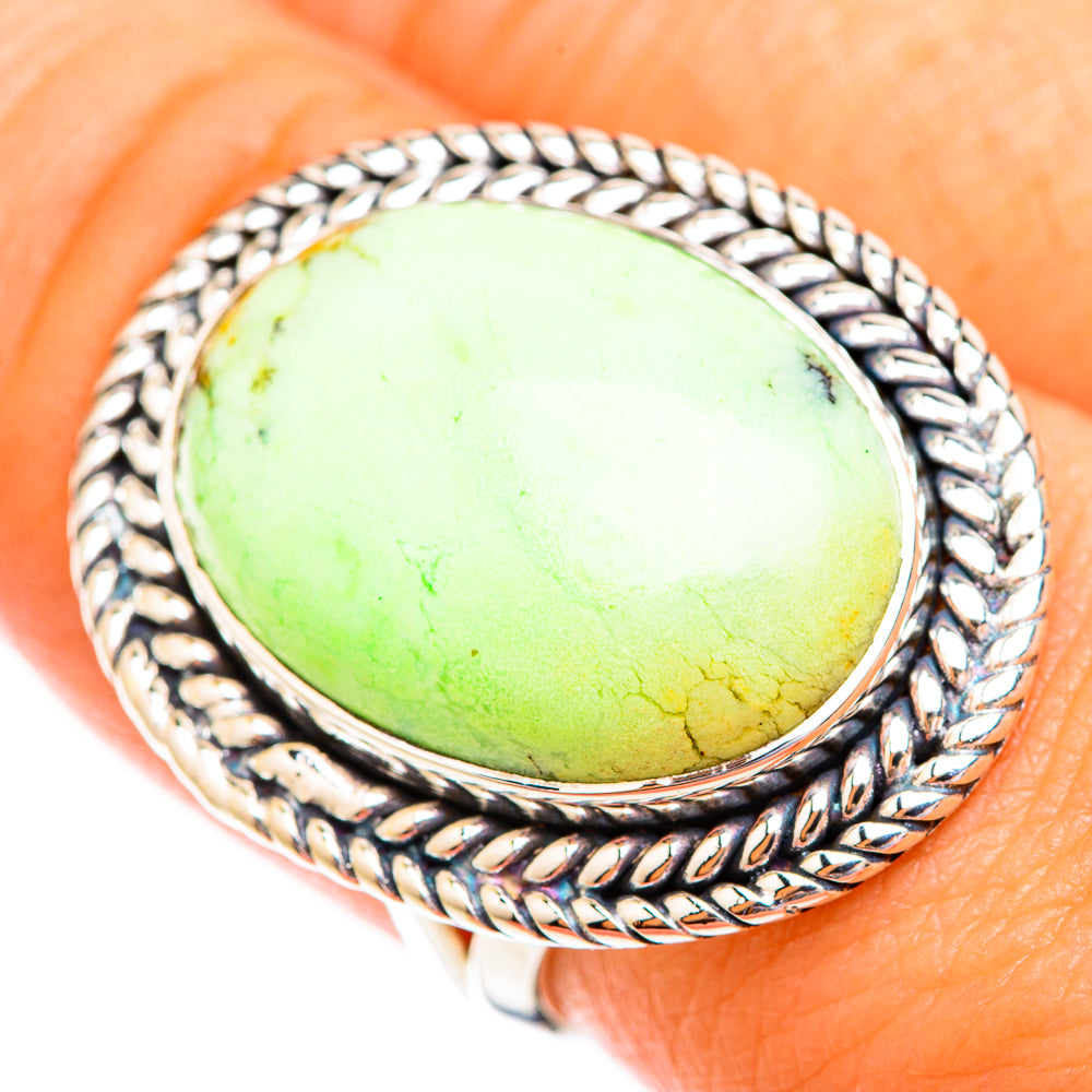 Lemon Chrysoprase Rings handcrafted by Ana Silver Co - RING119092