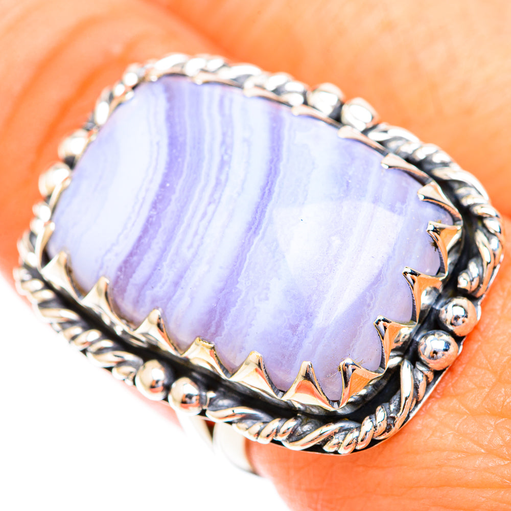 Blue Lace Agate Rings handcrafted by Ana Silver Co - RING119105