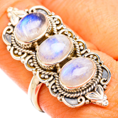 Rainbow Moonstone Rings handcrafted by Ana Silver Co - RING119106