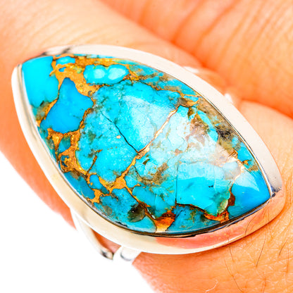 Blue Copper Composite Turquoise Rings handcrafted by Ana Silver Co - RING119120