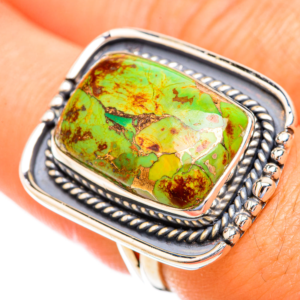 Green Copper Composite Turquoise Rings handcrafted by Ana Silver Co - RING119126