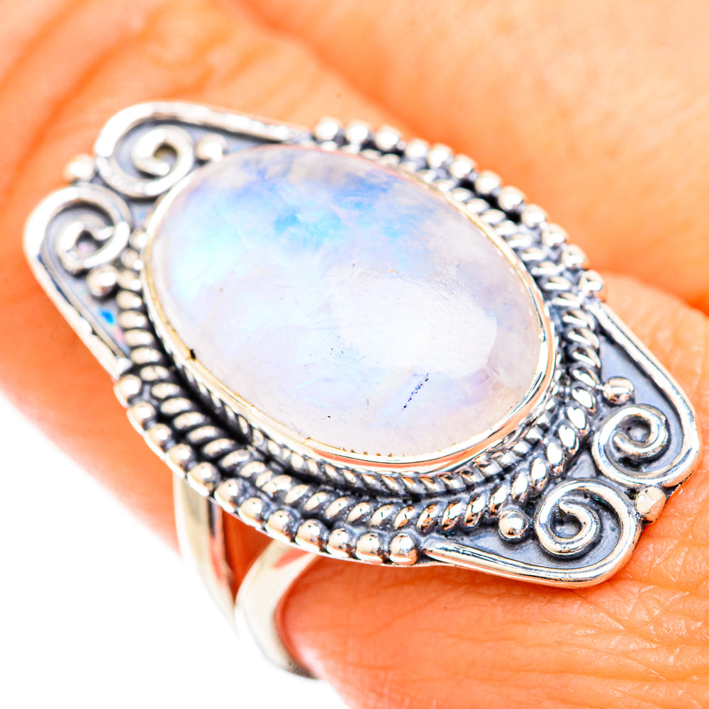 Rainbow Moonstone Rings handcrafted by Ana Silver Co - RING119137