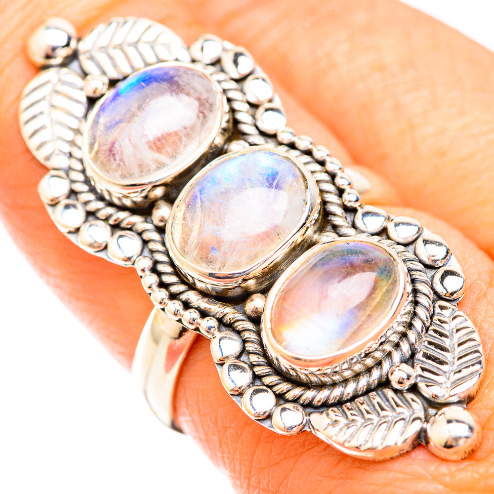Rainbow Moonstone Rings handcrafted by Ana Silver Co - RING119139