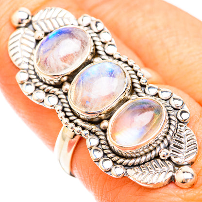 Rainbow Moonstone Rings handcrafted by Ana Silver Co - RING119139