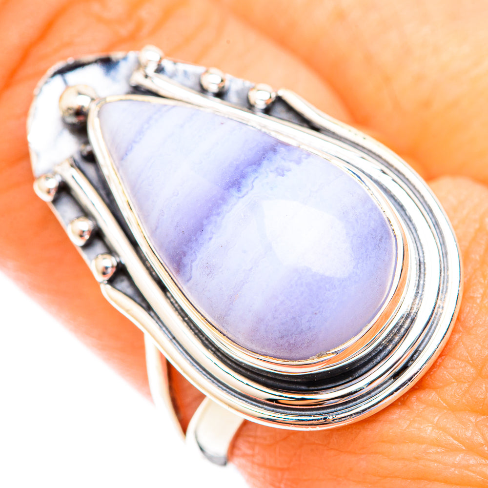 Blue Lace Agate Rings handcrafted by Ana Silver Co - RING119140