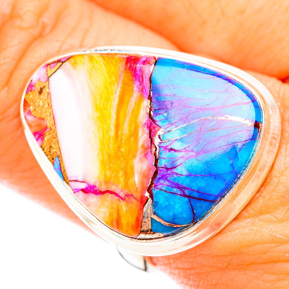 Kingman Pink Dahlia Turquoise Rings handcrafted by Ana Silver Co - RING119142