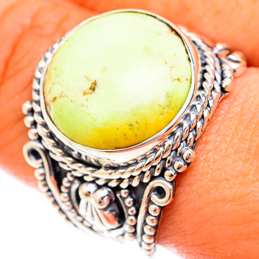 Lemon Chrysoprase Rings handcrafted by Ana Silver Co - RING119145